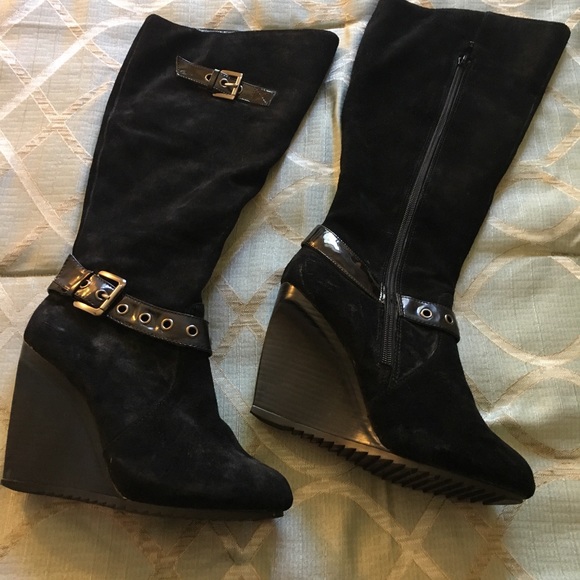 Tall Black Suede Boots - Picture 2 of 8